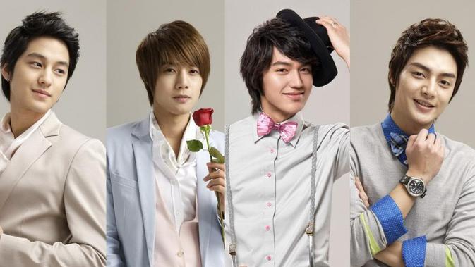 Kenal Lebih Dekat dengan F4 di Boys Before Flowers Kim Bum bersama dengan Lee Min Ho, Kim Hyun Joong dan Kim Joon yang dikenal sebagai F4 dalam Boys Over Flowers.